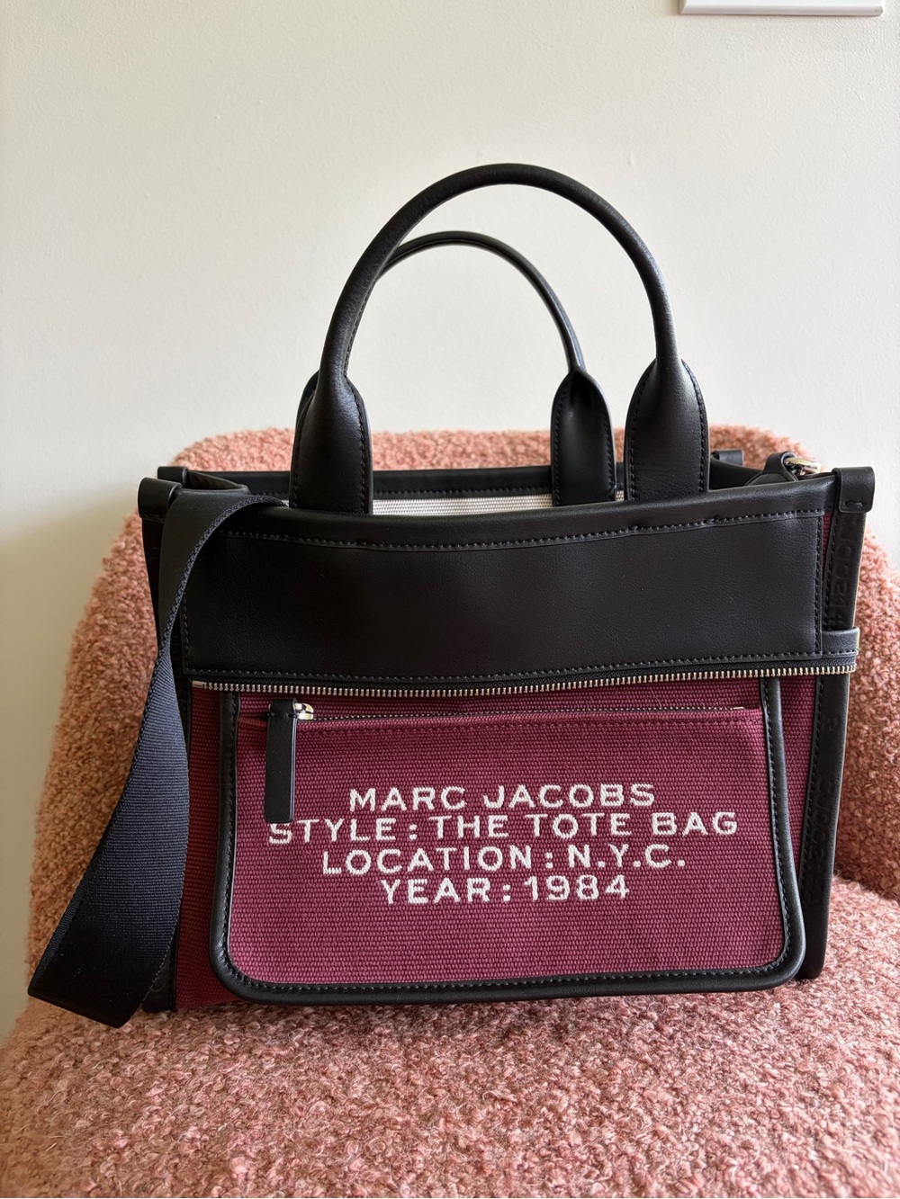 Marc Jacobs Two-Tone Black & Burgundy Canvas Tote